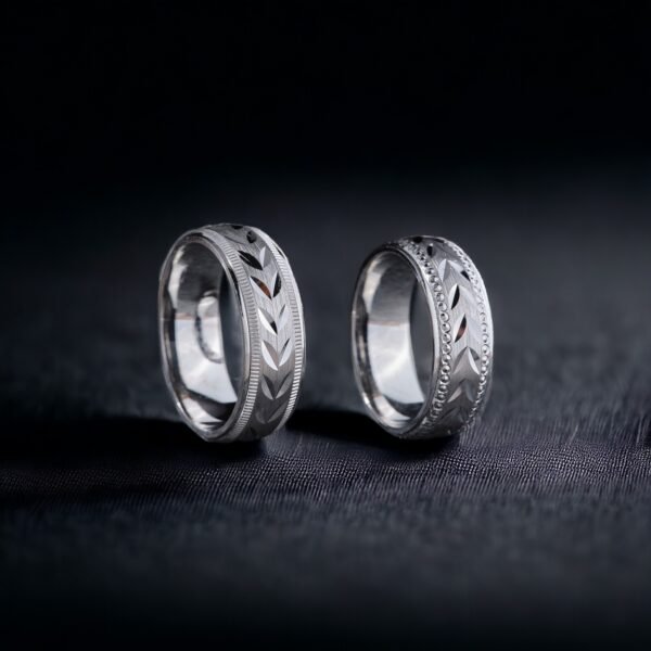 Yaprak Desenli Çift Alyans