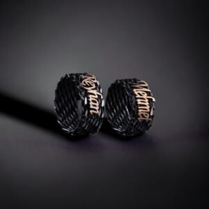 İsimli Örgü Gümüş Çift Alyans