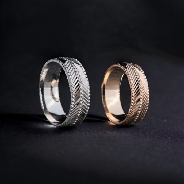 Desenli Gümüş Çift Alyans