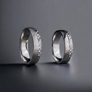 Kabartmalı Gümüş Çift Alyans