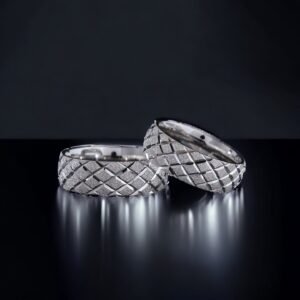 Baklava Desenli Gümüş Çift Alyans