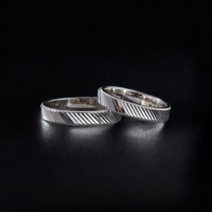 Sanatsal Çizgiler Çift Gümüş Alyans