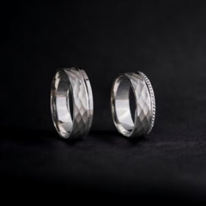 Baklava Desenli Çizgi Çift Gümüş Alyans