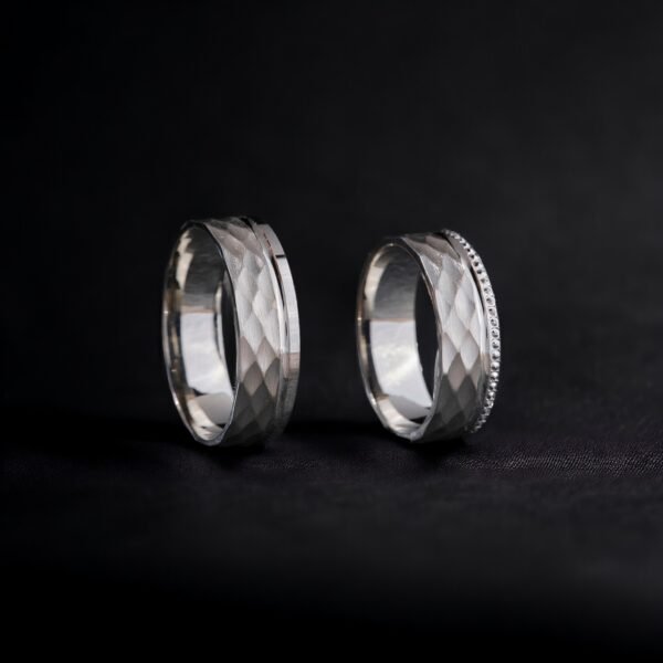 Baklava Desenli Çizgi Çift Gümüş Alyans