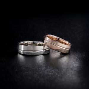 Tek Çizgi Gümüş Çift Alyans