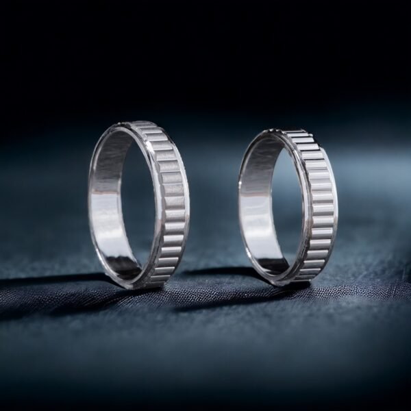 6 mm Kesmeli Gümüş Çift Alyans