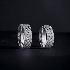 Baklava Desenli Gümüş Çift Alyans