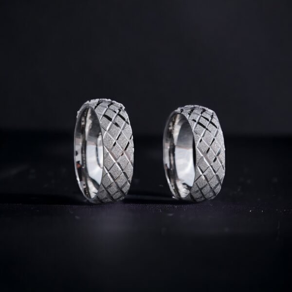 Baklava Desenli Gümüş Çift Alyans