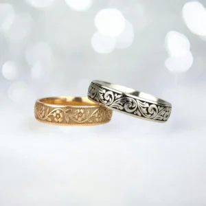 Bay Bayan İnce Çiçekli Alyans Set