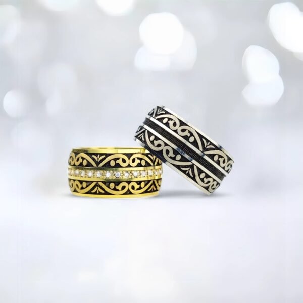 Bay Bayan Motifli Çift Alyans