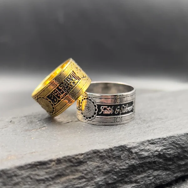 Hat Yazılı İsimli Gümüş Çift Alyans