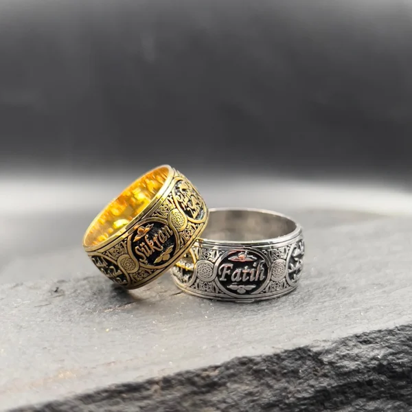 Kufi Sanatı Gümüş Çift Alyans